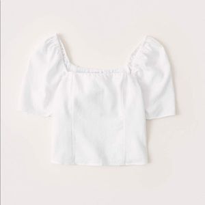 Abercrombie Linen Blend Puff Sleeve Top